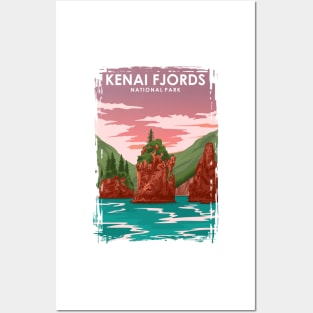 Kenaj Fjords National Park Vintage Travel Poster Posters and Art